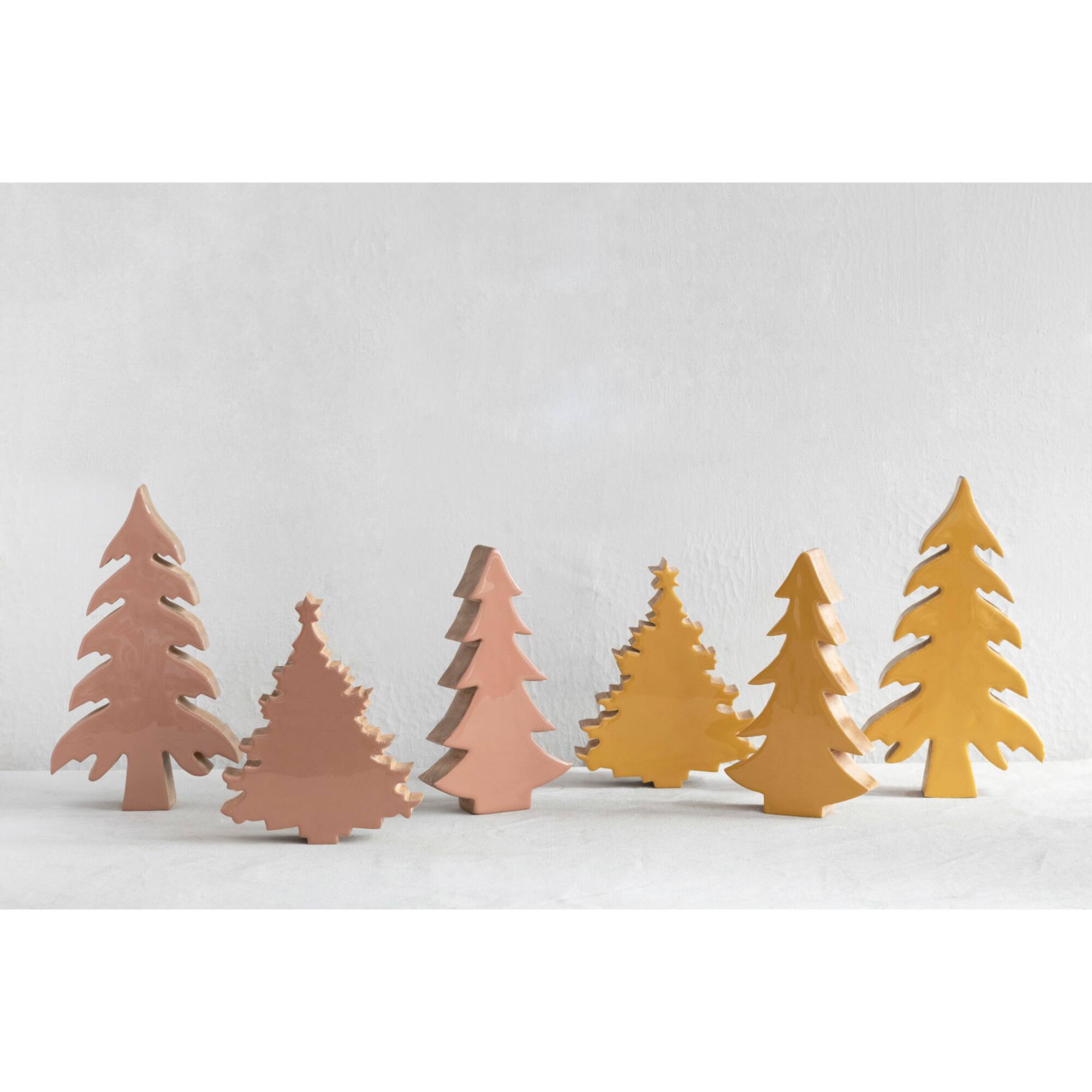 Hello Honey® 9.5" Blush Enamel Mango Wood Christmas Tree